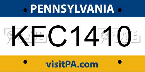 KFC1410 Pennsylvania License Plate