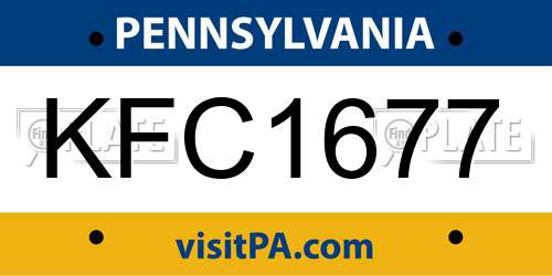 KFC1677 Pennsylvania License Plate