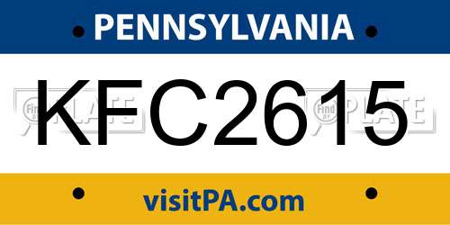 KFC2615 Pennsylvania License Plate