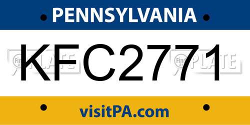 KFC2771 Pennsylvania License Plate