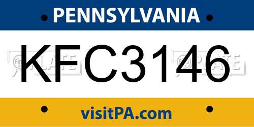 KFC3146 Pennsylvania License Plate