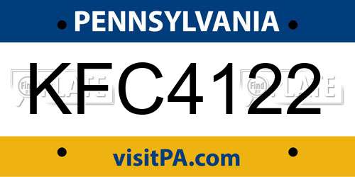 KFC4122 Pennsylvania License Plate