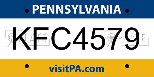 KFC4579 Pennsylvania License Plate