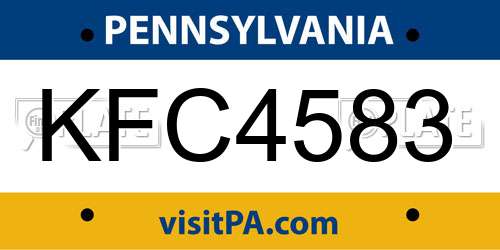 KFC4583 Pennsylvania License Plate