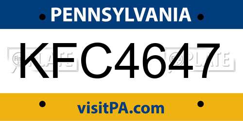 KFC4647 Pennsylvania License Plate