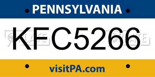 KFC5266 Pennsylvania License Plate