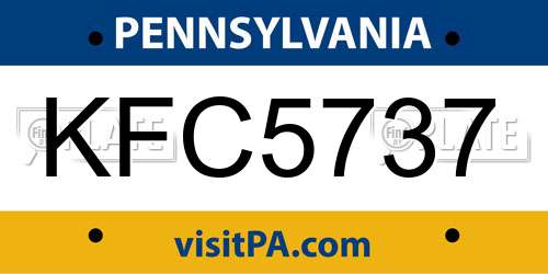 KFC5737 Pennsylvania License Plate