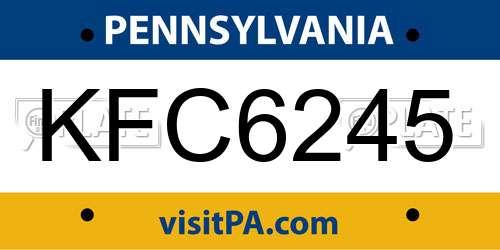 KFC6245 Pennsylvania License Plate