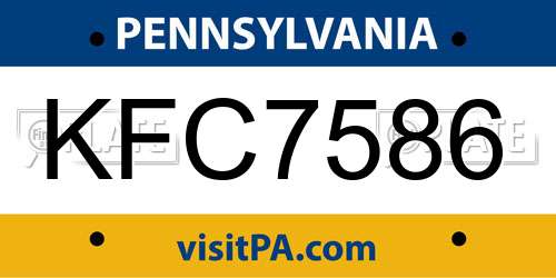 KFC7586 Pennsylvania License Plate