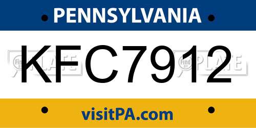 KFC7912 Pennsylvania License Plate