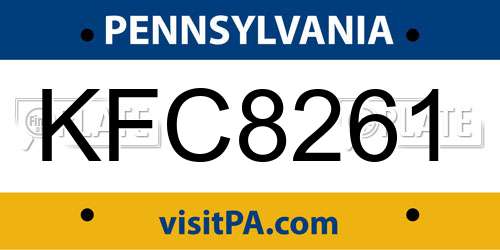 KFC8261 Pennsylvania License Plate