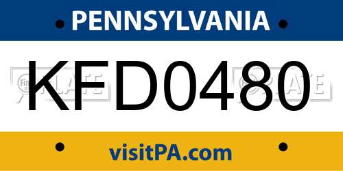 KFD0480 Pennsylvania License Plate