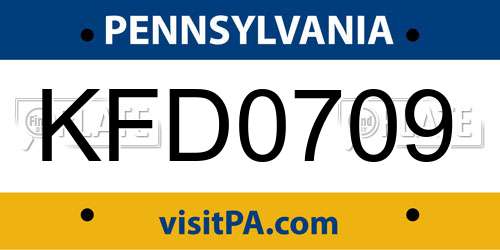 KFD0709 Pennsylvania License Plate