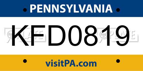 KFD0819 Pennsylvania License Plate