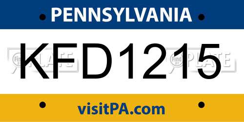 KFD1215 Pennsylvania License Plate