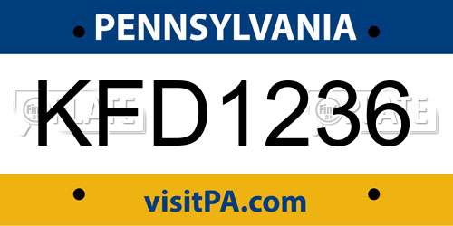 KFD1236 Pennsylvania License Plate