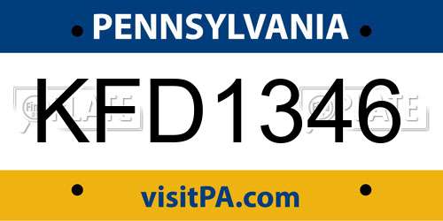 KFD1346 Pennsylvania License Plate
