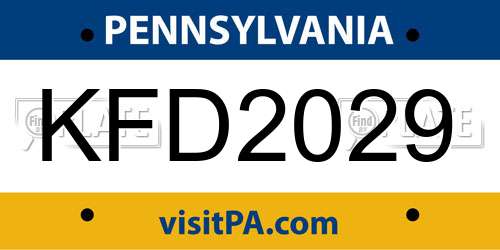 KFD2029 Pennsylvania License Plate