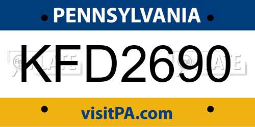 KFD2690 Pennsylvania License Plate