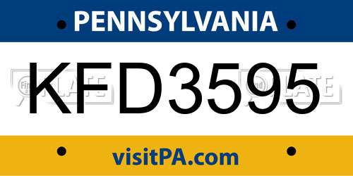KFD3595 Pennsylvania License Plate