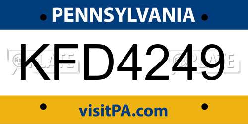 KFD4249 Pennsylvania License Plate