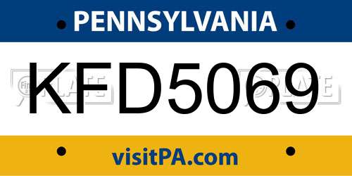 KFD5069 Pennsylvania License Plate