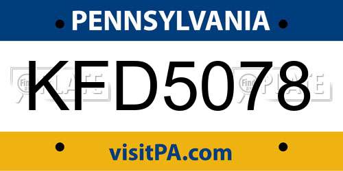KFD5078 Pennsylvania License Plate
