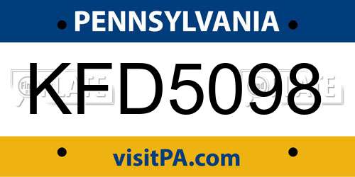 KFD5098 Pennsylvania License Plate