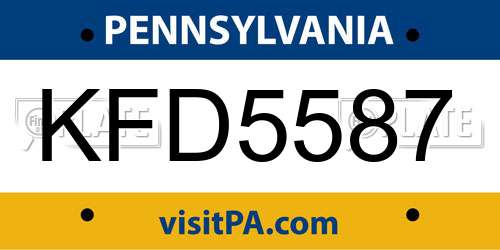 KFD5587 Pennsylvania License Plate