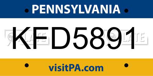 KFD5891 Pennsylvania License Plate