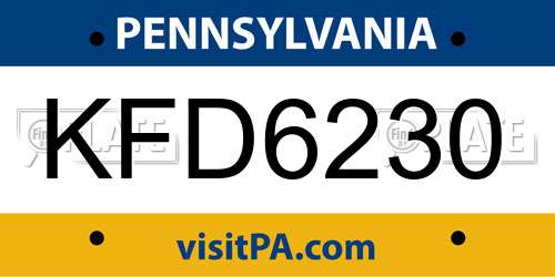 KFD6230 Pennsylvania License Plate