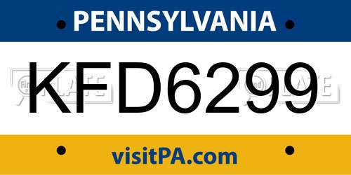 KFD6299 Pennsylvania License Plate