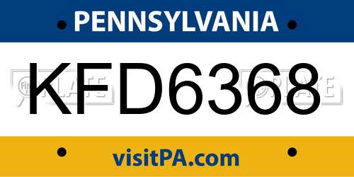KFD6368 Pennsylvania License Plate