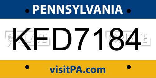 KFD7184 Pennsylvania License Plate