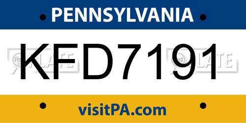 KFD7191 Pennsylvania License Plate