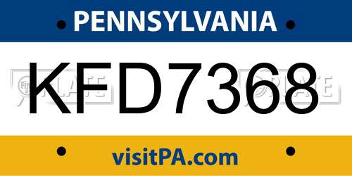 KFD7368 Pennsylvania License Plate