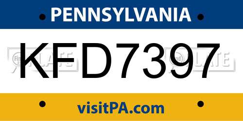 KFD7397 Pennsylvania License Plate
