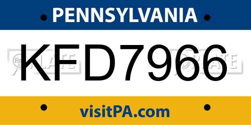 KFD7966 Pennsylvania License Plate