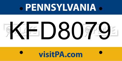 KFD8079 Pennsylvania License Plate