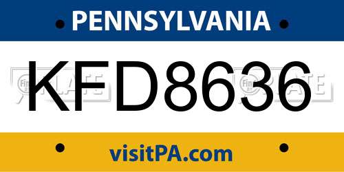 KFD8636 Pennsylvania License Plate