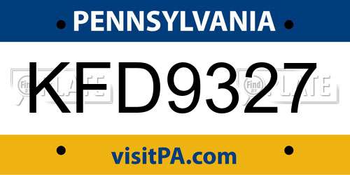 KFD9327 Pennsylvania License Plate