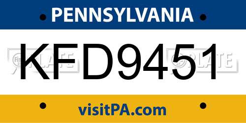 KFD9451 Pennsylvania License Plate