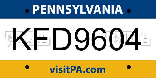 KFD9604 Pennsylvania License Plate
