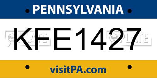 KFE1427 Pennsylvania License Plate
