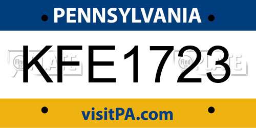 KFE1723 Pennsylvania License Plate