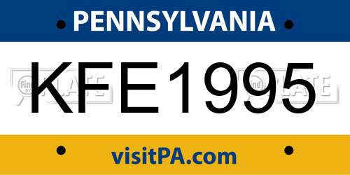 KFE1995 Pennsylvania License Plate