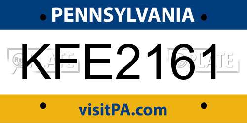 KFE2161 Pennsylvania License Plate