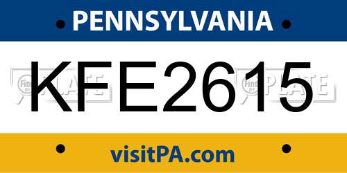 KFE2615 Pennsylvania License Plate
