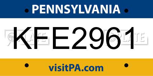 KFE2961 Pennsylvania License Plate