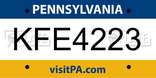 KFE4223 Pennsylvania License Plate